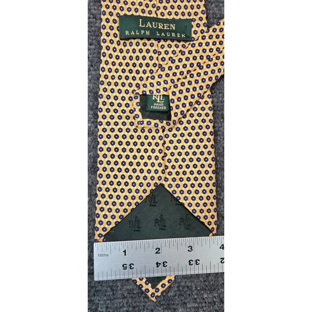 LRL Ralph Lauren Silk Tie Yellow Geometric USA